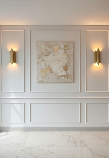 Applique murale dorée Galiana finition Art Déco, éclairage double haut et bas, design sculptural